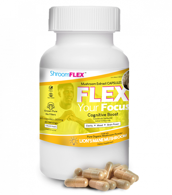 Shroomflex-lions mane mushroom-extract-capsules-for-focus cognitive boost
